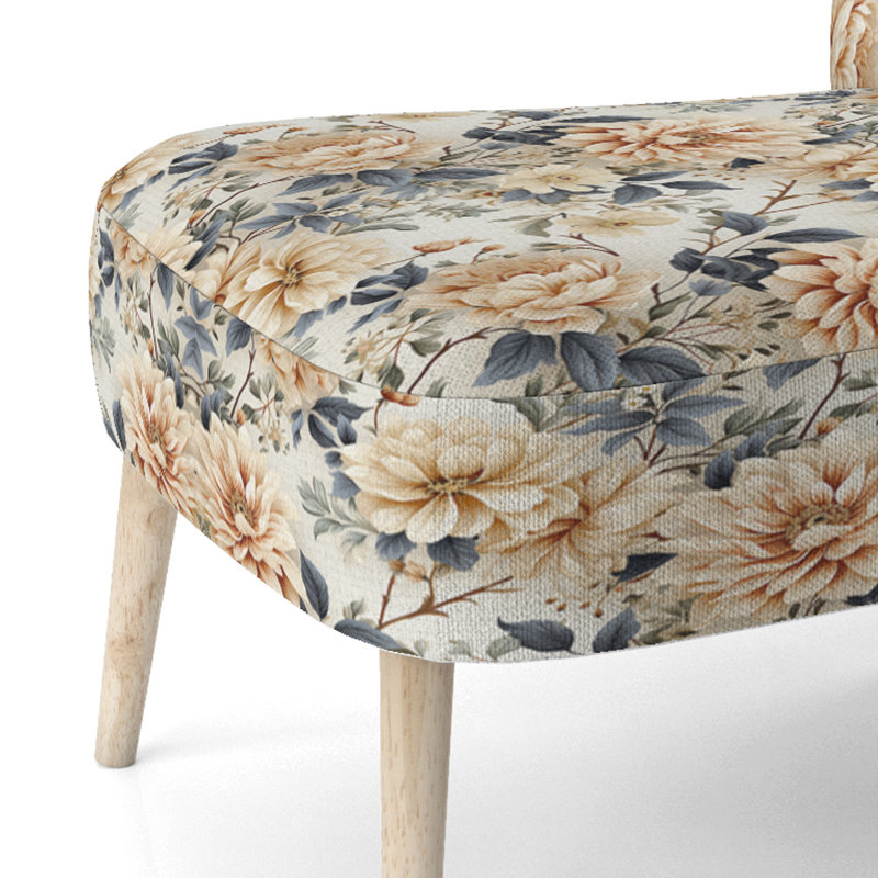 Chaise d'appoint rembourrée en velours Antique Autumn Floral Elegance II