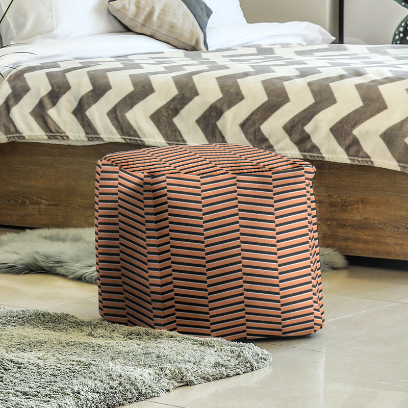 Upholstered Ottoman, Orange