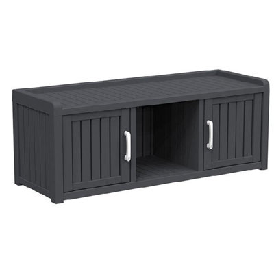 3-Door Resin Shoe Storage Cabinet, Weatherproof Entryway Bench with Wooden Effect, Sturdy Indoor/Outdoor Organizer