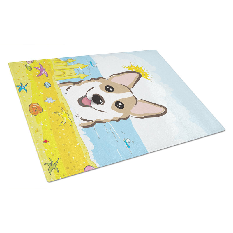 Planche à découper en verre trempé d’été caroline, Sable Corgi