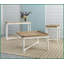 Table basse Alcott de 42 po x 14 po x 30 po en bois de sapin et en panneau de fibres à densité moyenne avec pieds blanc antique pour petits espaces