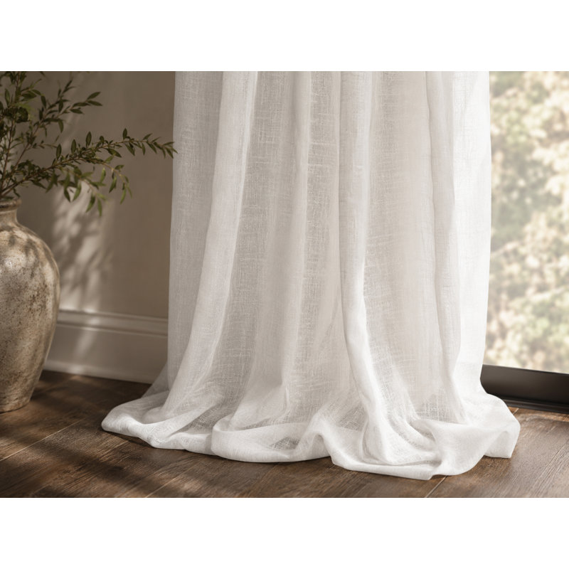 Panneau de rideau simple semi-diaphane avec passe-tringle Agamdeep, 54 po x 108 po, Blanc