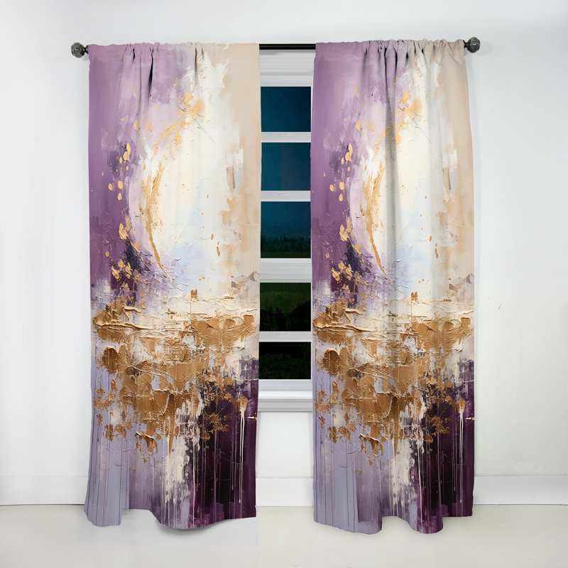 Rachel - Purple And Gold Mountain Landscape III - Landscapes Curtain - Velvet Room Darkening - 1 panel, 52" W x 108" L