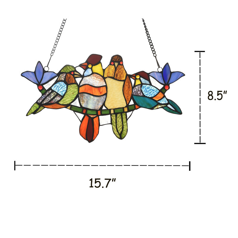 Panneau de vitrail pour oiseaux tropical