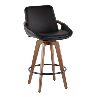 Whitacre Swivel Upholstered Counter Stool with Solid Wood Frame