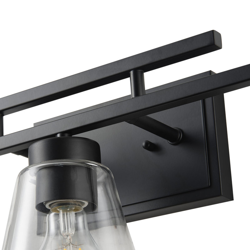 3-E26 Base Light Black Metal & Glass Dimmable Vanity Light, UL Certified