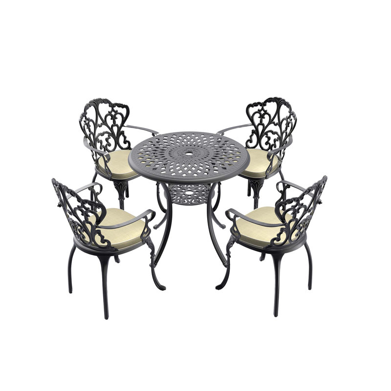 Ensemble de mobilier de patio moderne en aluminium coulé 5 pièces avec coussins