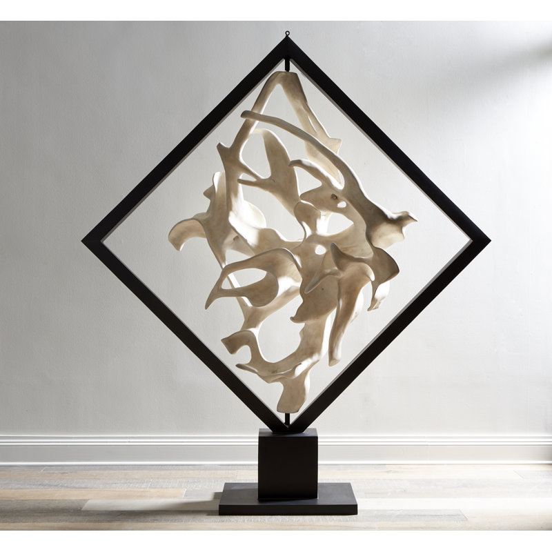 Cast Revolving Diamond Sculpture, Faux Bleached
