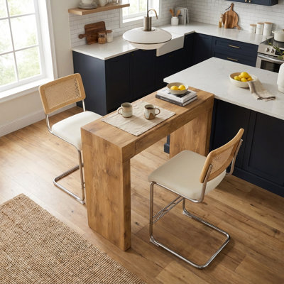 Ensemble de 2 chaises de bar en cuir PU avec table de bar à grain de bois, avec rangement, idéal pour les restaurants et les cafés