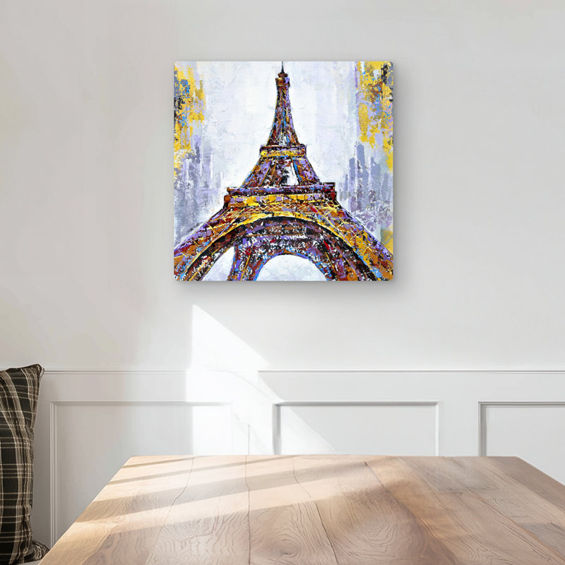 Abstract Paint Splash Eiffel Tower | Contemporary Metal Print