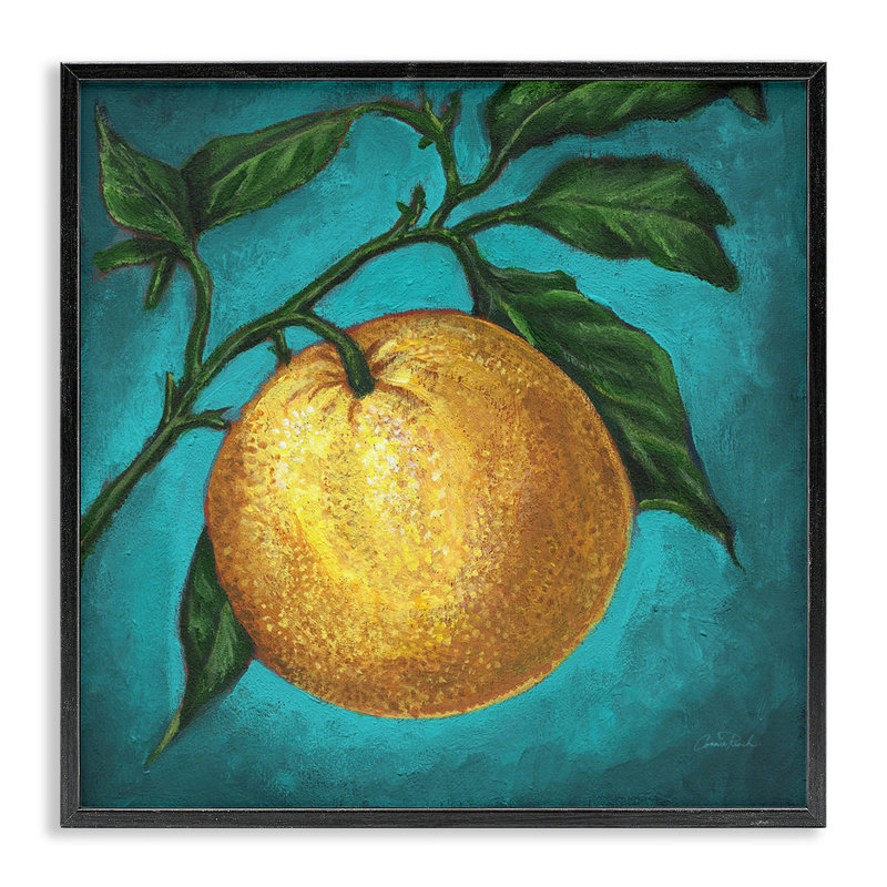 Agrume, art giclée sur bois par branche par Connie Resch, Giclée encadrée noir minuit, H 17 po x l 17 po