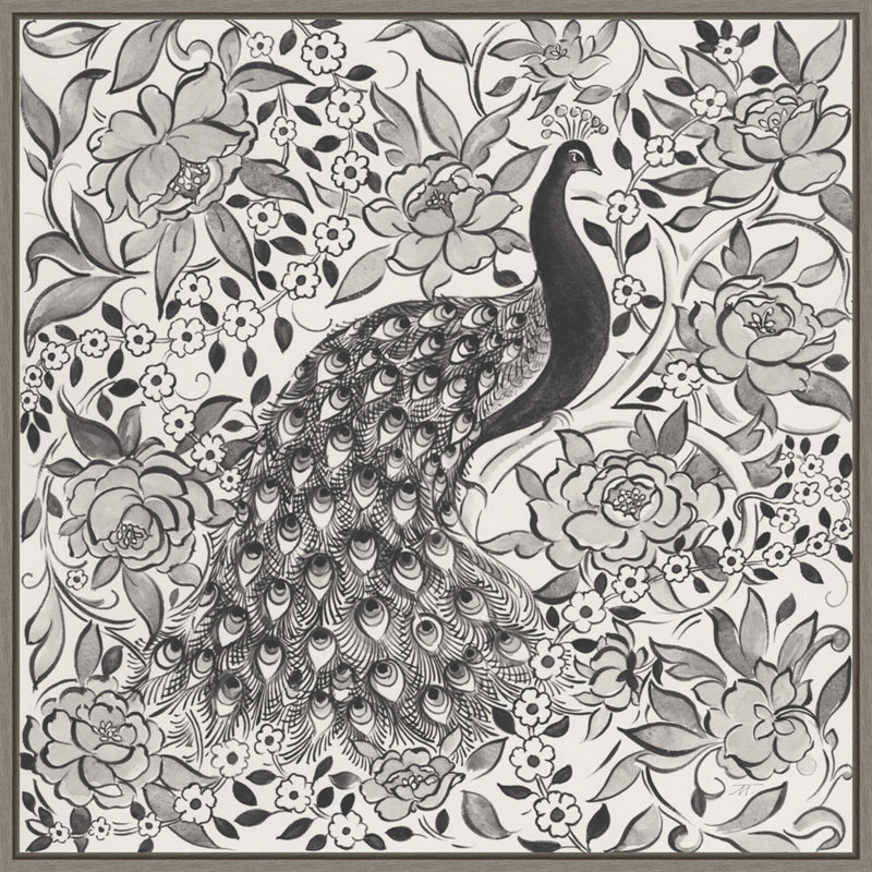 «Peacock Garden III BW» par Miranda Thomas - reproduction sur toile flottante