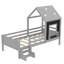 Lit plateforme double avec escalier bas et fenêtre - Lit pour enfant en bois massif avec bibliothèque et tableau noir, gris (sans sommier)-1355248541-1355248512