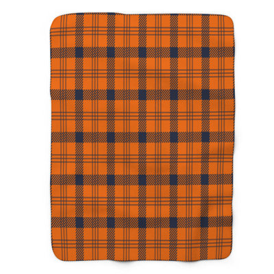 Orange Navy Stripes - 1 Piece Premium Sherpa Blanket