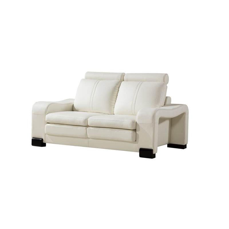 Vierra 65'' Faux Leather Loveseat, Ivory