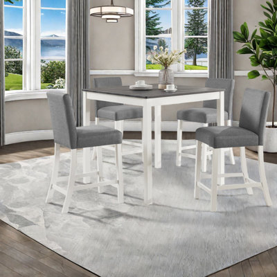 Ensemble de table de salle à manger moderne avec chaises, bois compact gris et blanc pour la cuisine