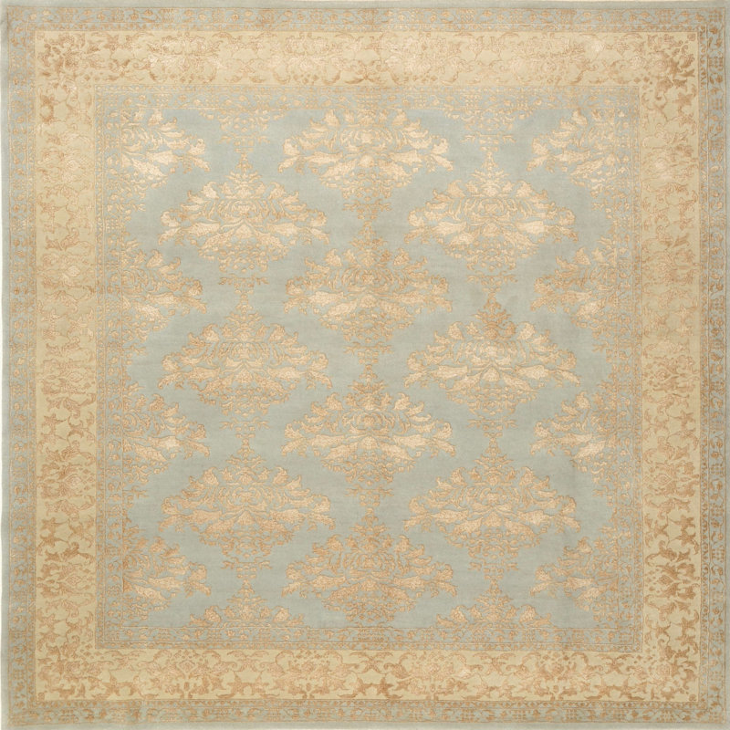 Tapis traditionnel ivoire / gris clair, Carré 6 pi