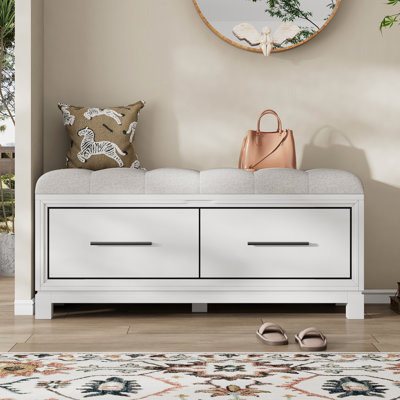 Banc à chaussures avec coussin amovible, banc d'entrée avec rangement caché pour le salon, le vestibule et les couloirs