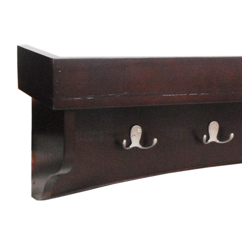Ajwad 36"W Cottage Beach House Design Wall Mounted Coat Rack and Bench Set with Storage, Espresso
