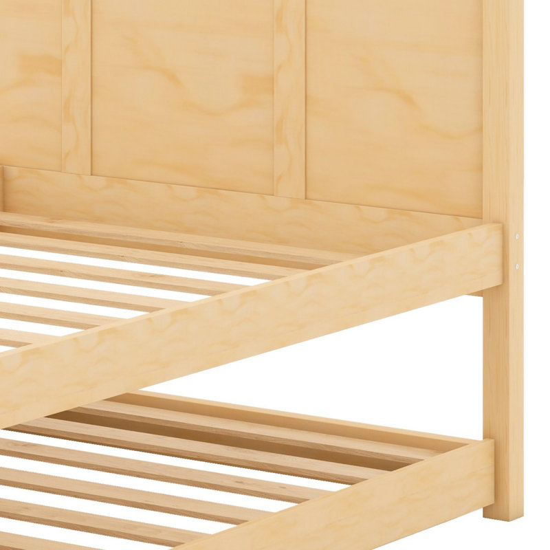 Lit avec rangement et lit gigogne escamotable, Naturel, Twin