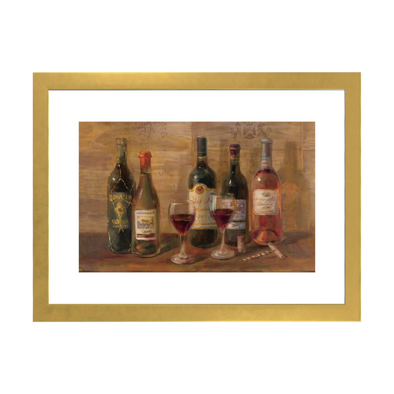 Dégustation de vin par Danhui Nai - reproduction d'art, H 24 po x l 32 po x P 1 po, Papier encadré doré, Blanc