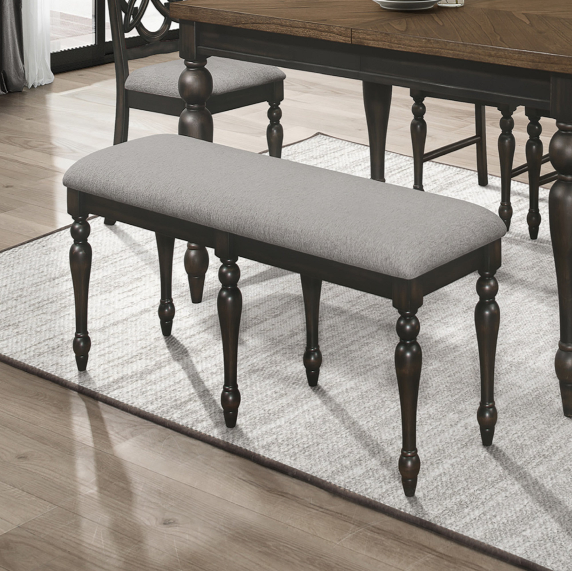 Canora Grey 1Pc Transitional Vintage Style Standard Height Dining Bench ...