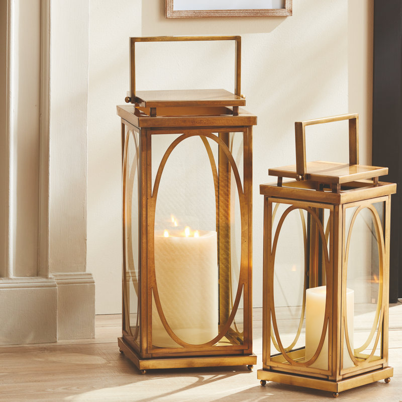 Jace Lantern, 23" H x 10" W x 10" D, Gold