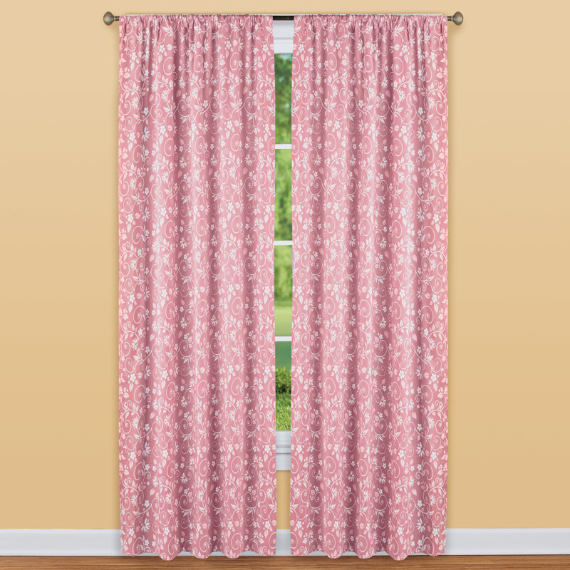 Panneau de rideau semi-transparent en microfibre, Rose, L 52 po x L 84 po
