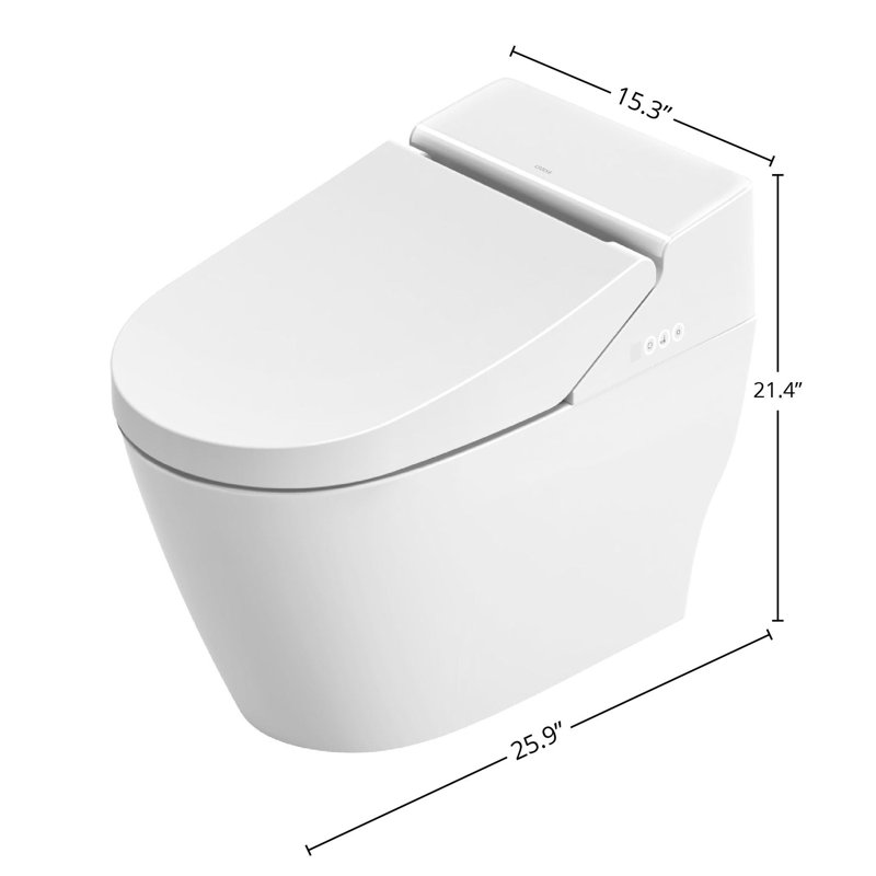 Toilette monobloc en céramique DAX VOVO avec stérilisation UV DEL et siège chauffant, blanc