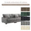 Canapé modulaire rembourré 3 pièces en flanelle de fourrure de lapin gris clair avec accoudoirs et coussins décoratifs 3 pièces-17369591