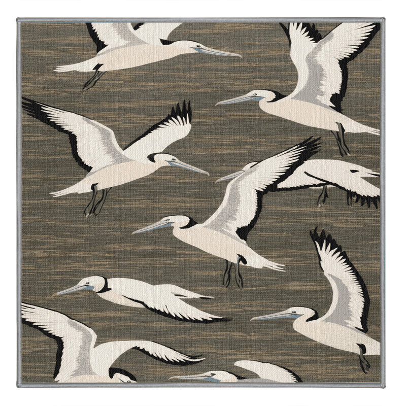 Washable Northern Gannet Birds Area Rug, Square 3'