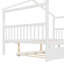 Lit double en bois avec lit gigogne simple, blanc (VIEUX SKU: LP000305AAK)-807053876