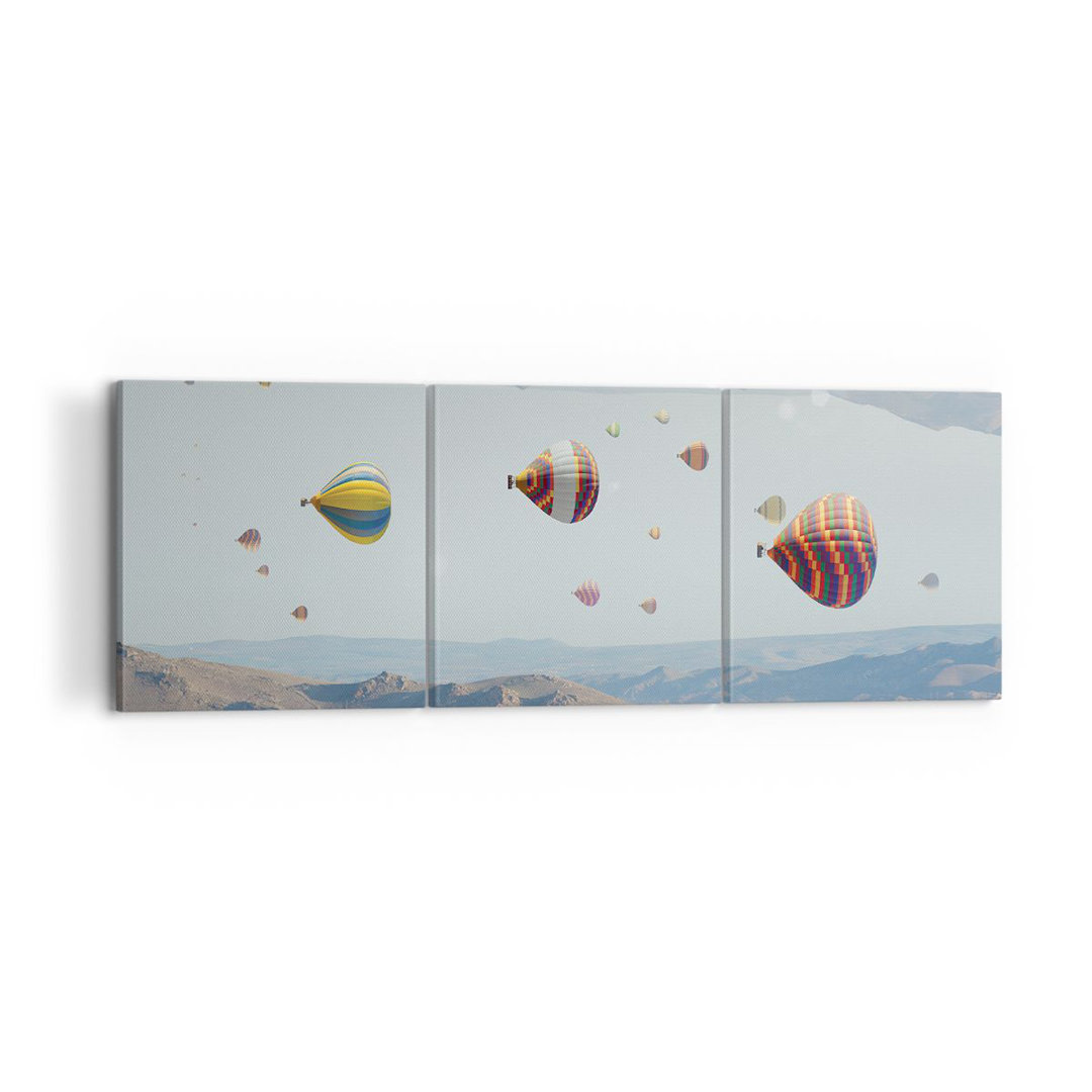 3-tlg. Leinwandbilder-Set Surrealism Flight Balloons