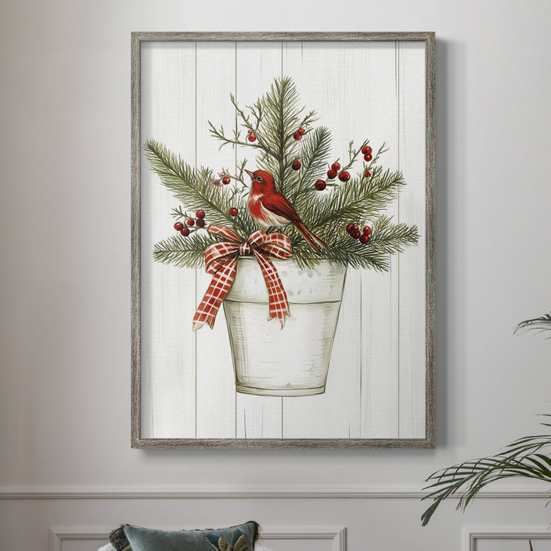 «Christmas Holiday Art», reproduction encadrée en bois massif, H 15 po x l 12 po