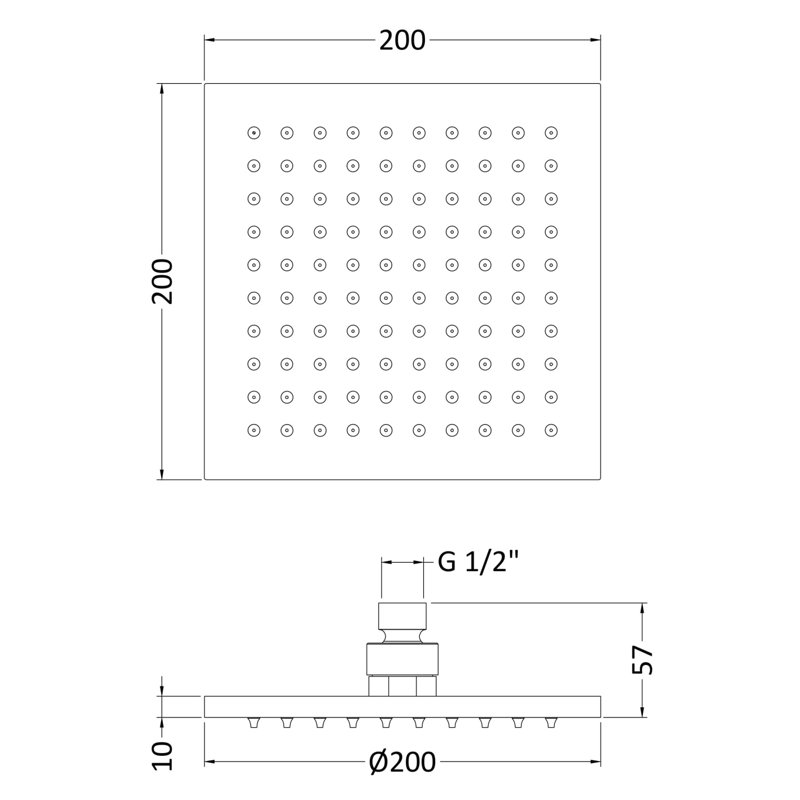 Full/Standard Fixed Shower Head with No, 185cm H x 140cm W