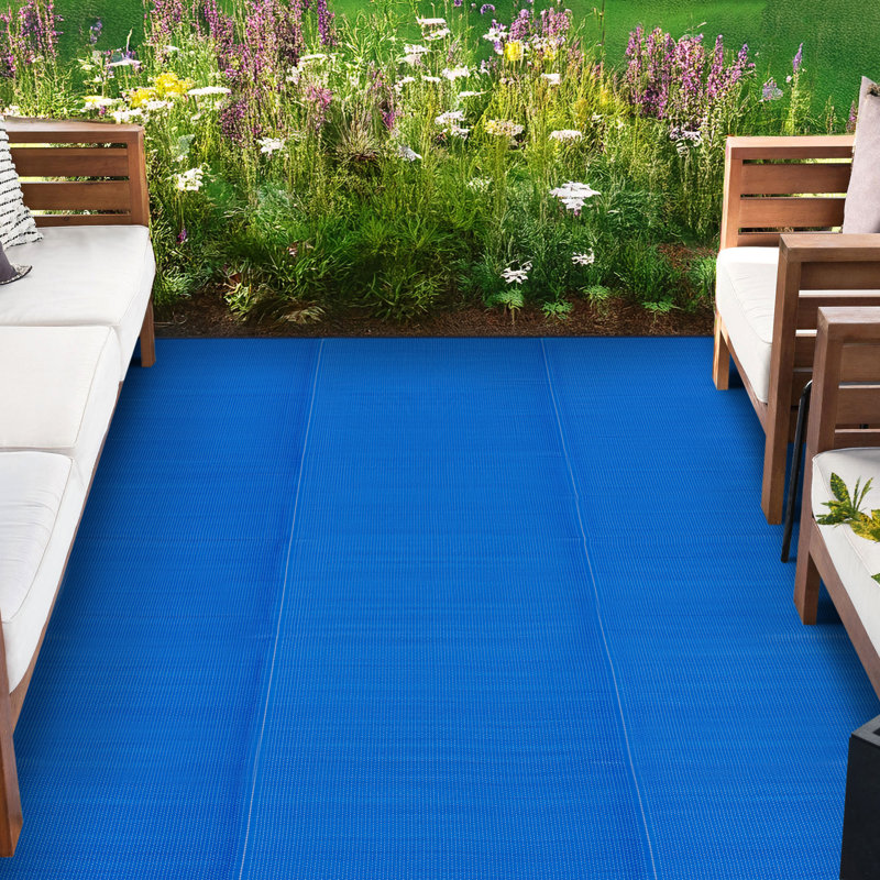 Tapis contemporain en polypropylène bleu Kristofer, Rectangle 5 pi x 6 pi 11 po