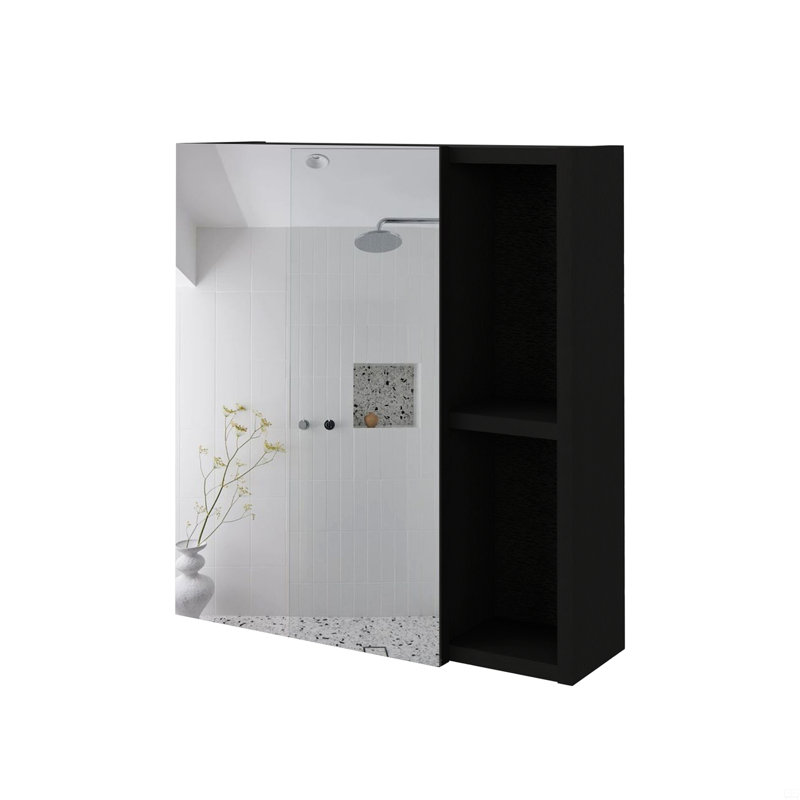Armoire à pharmacie avec miroir Clifton, cinq tablettes internes, Noir