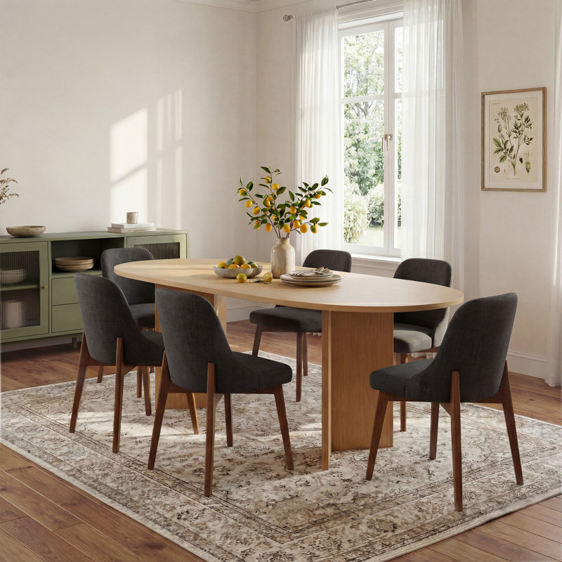 Ladaker Dining Chairs Kitchen Chairs with Wood Legs, Walnut, Dark Gray