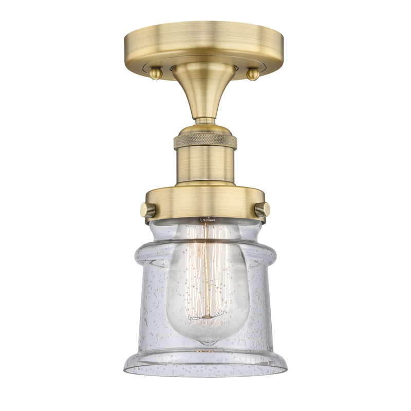 Alvi Glass Semi Flush Mount, Brushed Brass
