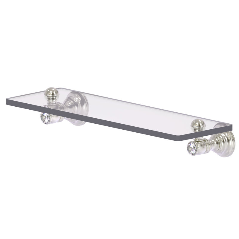 Hertz Glass Bracket Shelf, Satin Nickel, 2.4" H x 16" W x 5.54" D