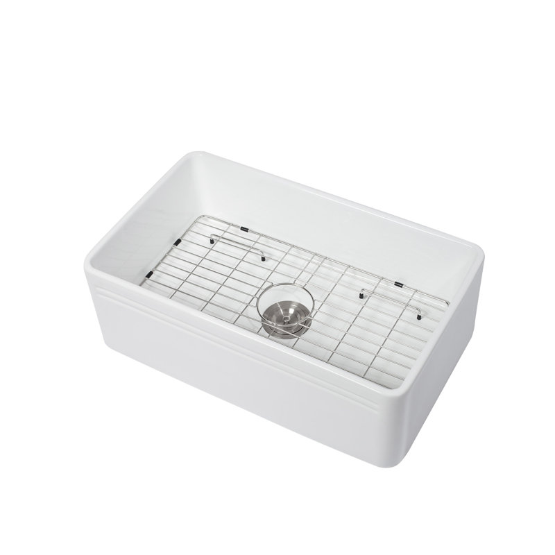 Évier de cuisine en céramique blanche en céramique - Bol simple réversible 30 po x 18 po x 10 po | Idée de cadeau
