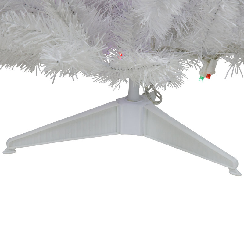 Arbre de Noël artificiel pin blanc moyen enneigé 2 pi - lumières DEL multicolores, H 3 pi