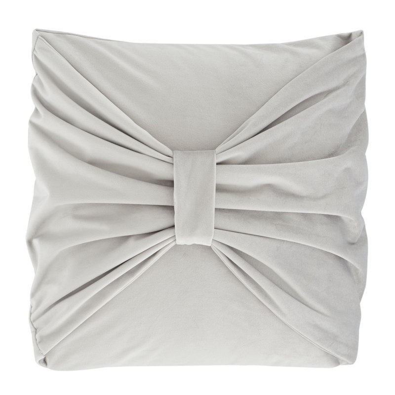 Velvet Bow Cushion, Silver