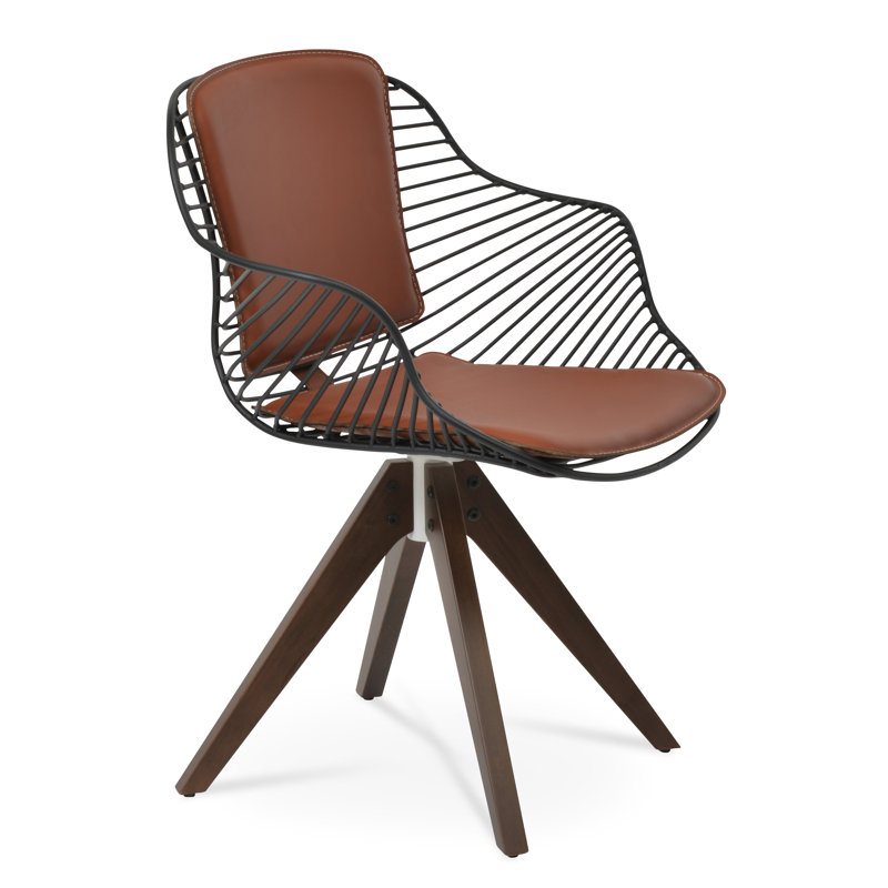 Chaise avec accoudoirs pivotants Zebra Pyramid, Noyer, Noir, Cannelle
