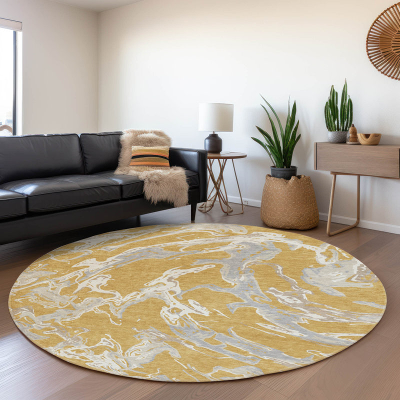 Premium Machine Washable Cossette AMF1035 Abstract Rug, Round 8'