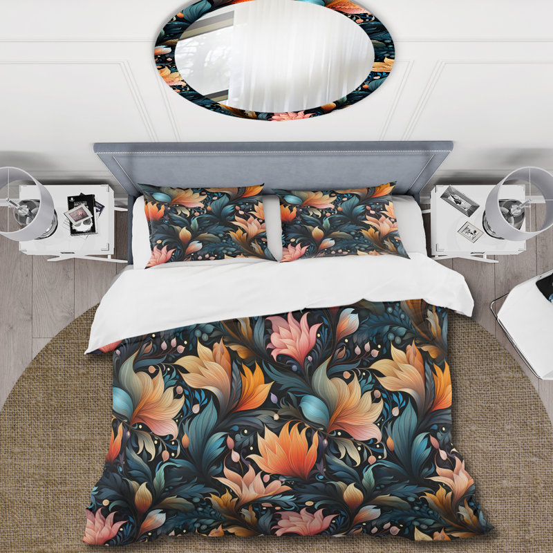 Literie Enchanted Noir Moody, Housse de couette simple + 1 taie décorative stan