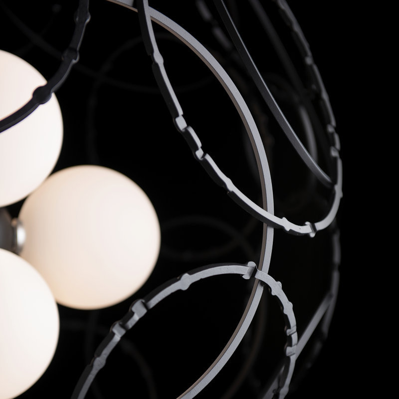 Olympus 6 - Light Unique/Statement Globe Chandelier, 54.6" H x 31" W x 31" D, Black