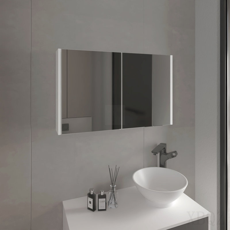 19.7" H X 31.5" W Double Door Mirror Medicine Cabinet, Three Interior Shelves For Bathroom, Kitchen White, White