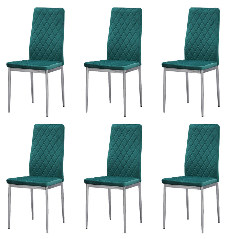 Knisely 46cm H Velvet Upholstered Side Chair, Green