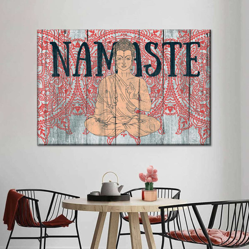 Bouddha Namaste sur toile, H 26 po x l 39 po x P 1,25 po